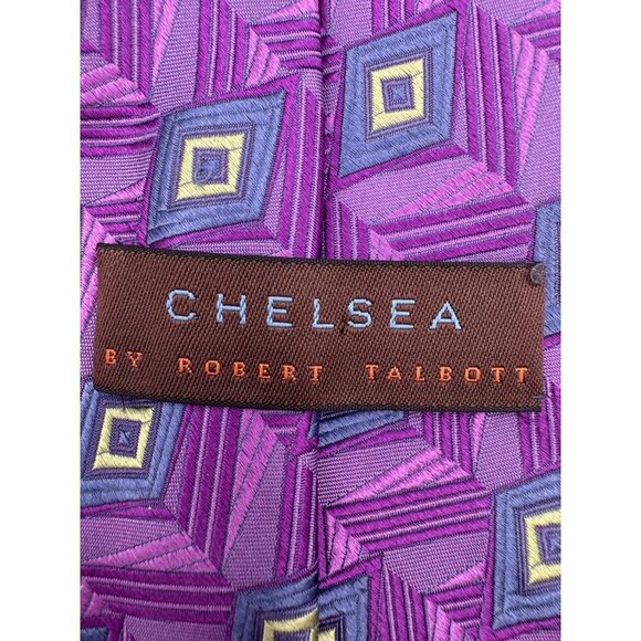 CHELSEA By Robert Talbott Tie Necktie Hand Sewn Finest Silk USA Made Purple - Picture 5 of 8